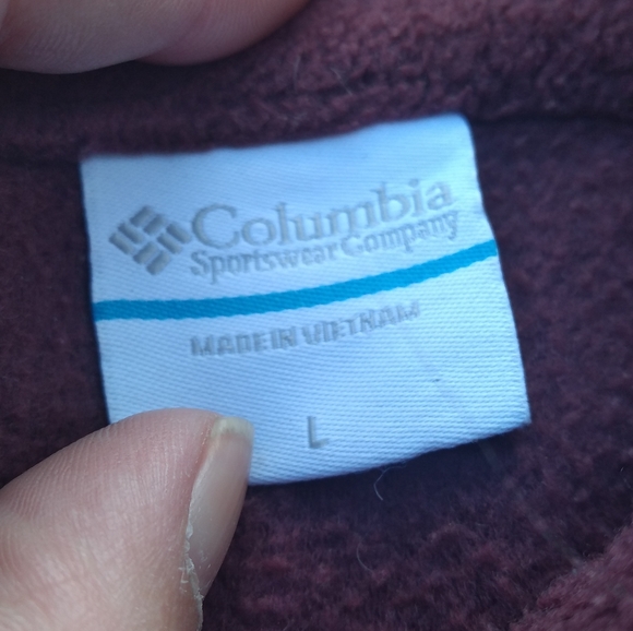 Columbia Fleece Front Zippered Jacket, Size Large, Burgundy - Picture 4 of 14